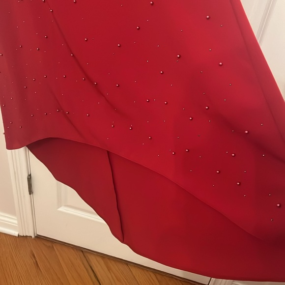 Vintage red long skirt with tail HighLow - Picture 3 of 5